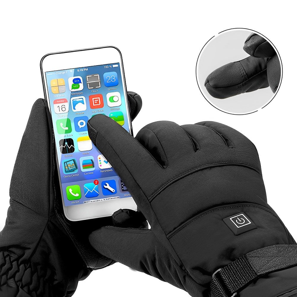 Verwarmde handschoenen met oplaadbare batterij en waterdichte touchscreen-vingertoppen
