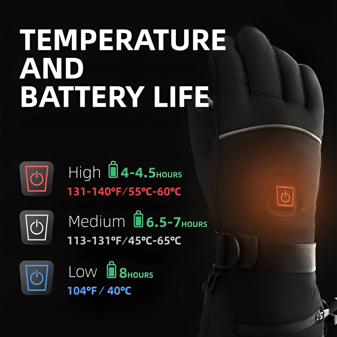 Verwarmde handschoenen met oplaadbare batterij en waterdichte touchscreen-vingertoppen