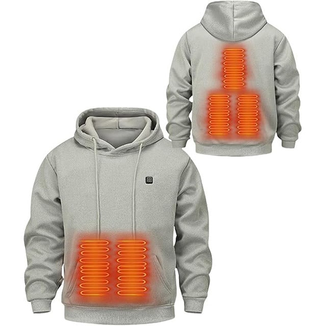 Verwarmde jas en hoodie met USB-verwarmingszones en trekkoordcapuchon