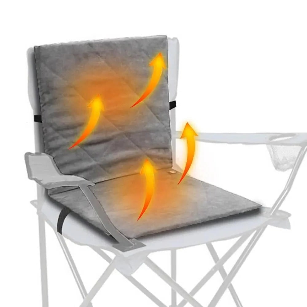 Verwarmd zitkussen met rugleuning voor auto- en campingstoelen, draagbaar met USB-voeding
