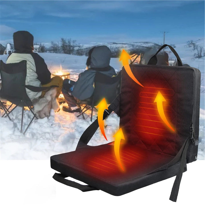 Verwarmd zitkussen met rugleuning voor auto- en campingstoelen, draagbaar met USB-voeding