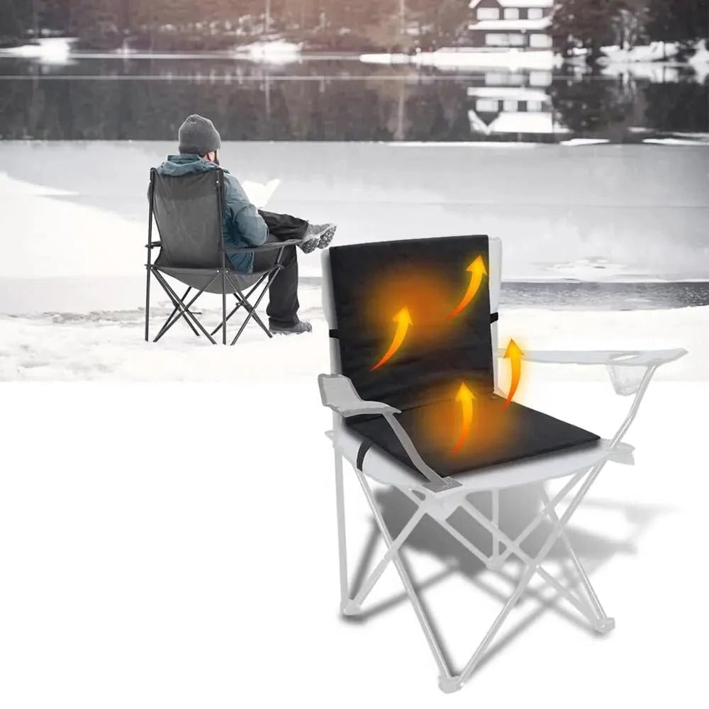 Verwarmd zitkussen met rugleuning voor auto- en campingstoelen, draagbaar met USB-voeding