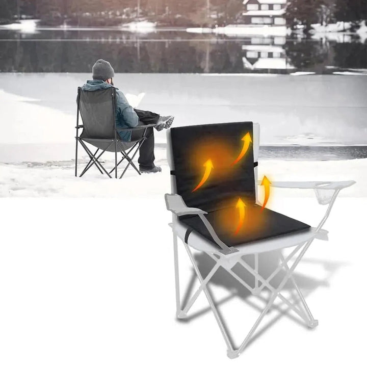 Verwarmd zitkussen met rugleuning voor auto- en campingstoelen, draagbaar met USB-voeding