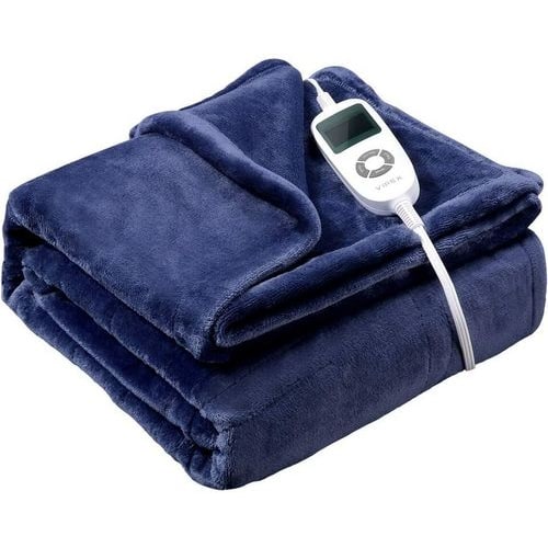 Verwarmde plaid met sherpa-fleecevoering, elektrische flanel met automatische uitschakeltimer