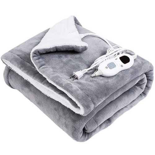 Verwarmde plaid met sherpa-fleecevoering, elektrische flanel met automatische uitschakeltimer