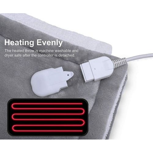 Verwarmde plaid met sherpa-fleecevoering, elektrische flanel met automatische uitschakeltimer