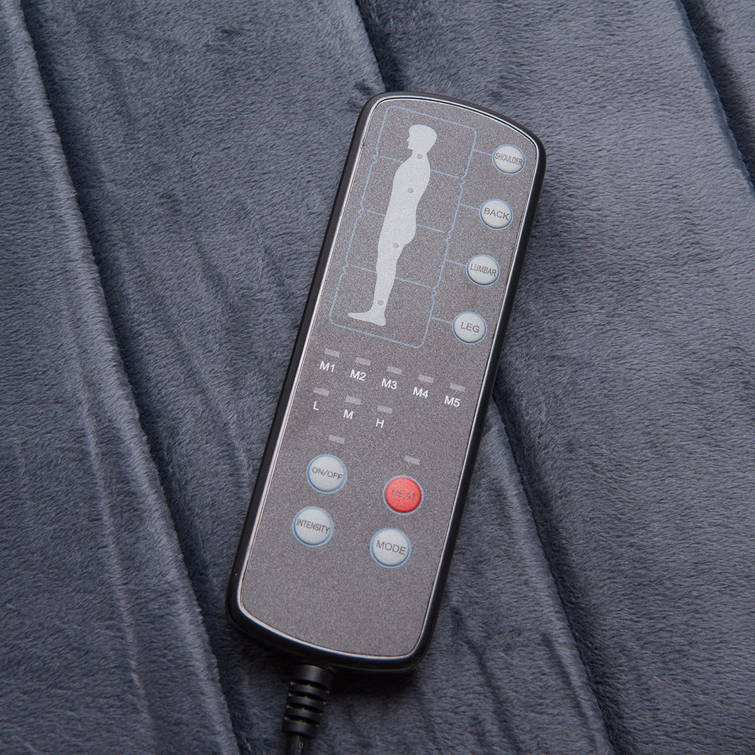 Verwarmde trillende elektrische massagemat voor het hele lichaam met bedrade afstandsbediening en kussen