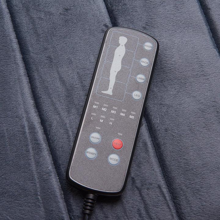 Verwarmde trillende elektrische massagemat voor het hele lichaam met bedrade afstandsbediening en kussen