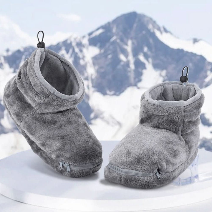 Verwarmde winterpantoffels met USB-verwarming, pluchen laarsje en voetgewelfsteun