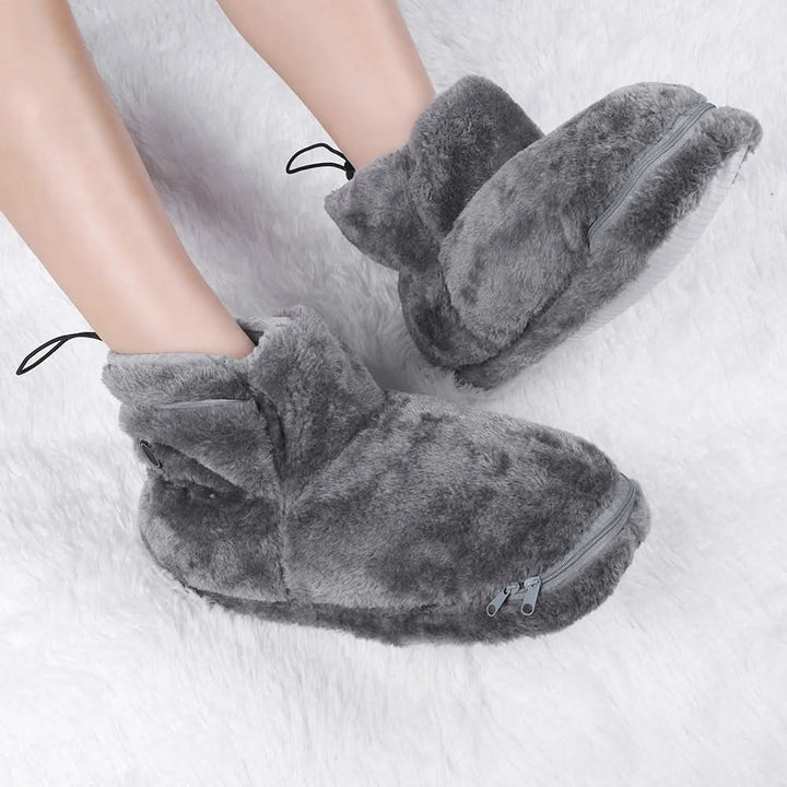 Verwarmde winterpantoffels met USB-verwarming, pluchen laarsje en voetgewelfsteun