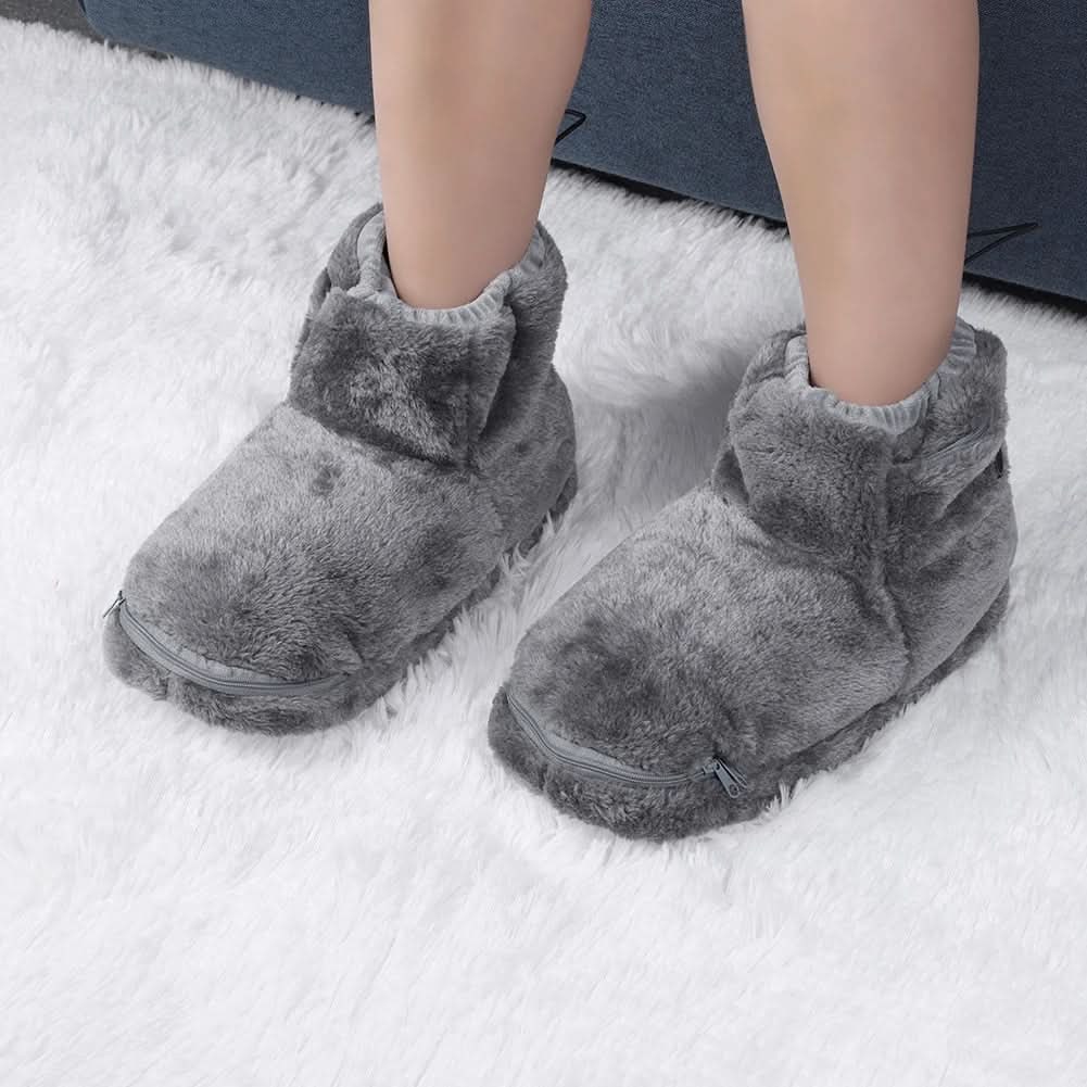 Verwarmde winterpantoffels met USB-verwarming, pluchen laarsje en voetgewelfsteun