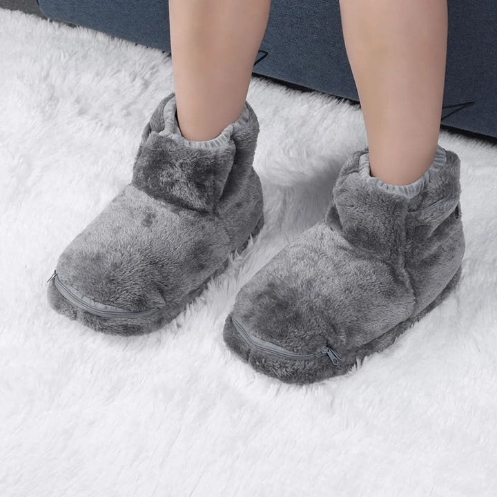 Verwarmde winterpantoffels met USB-verwarming, pluchen laarsje en voetgewelfsteun