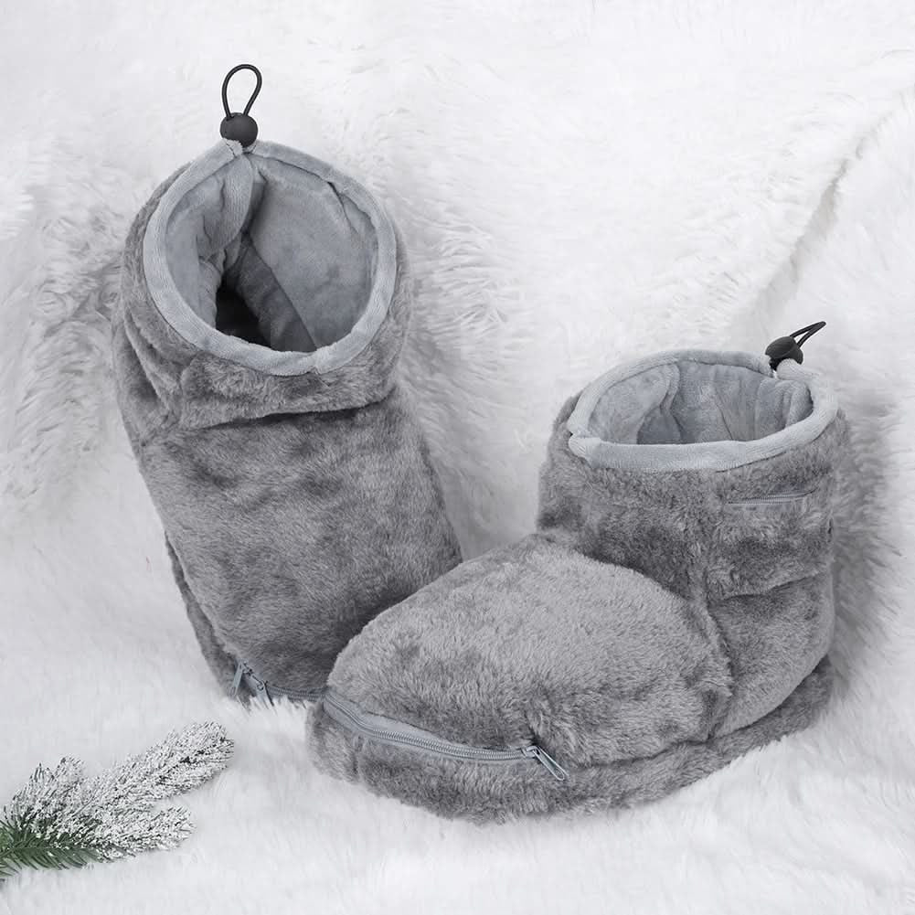 Verwarmde winterpantoffels met USB-verwarming, pluchen laarsje en voetgewelfsteun