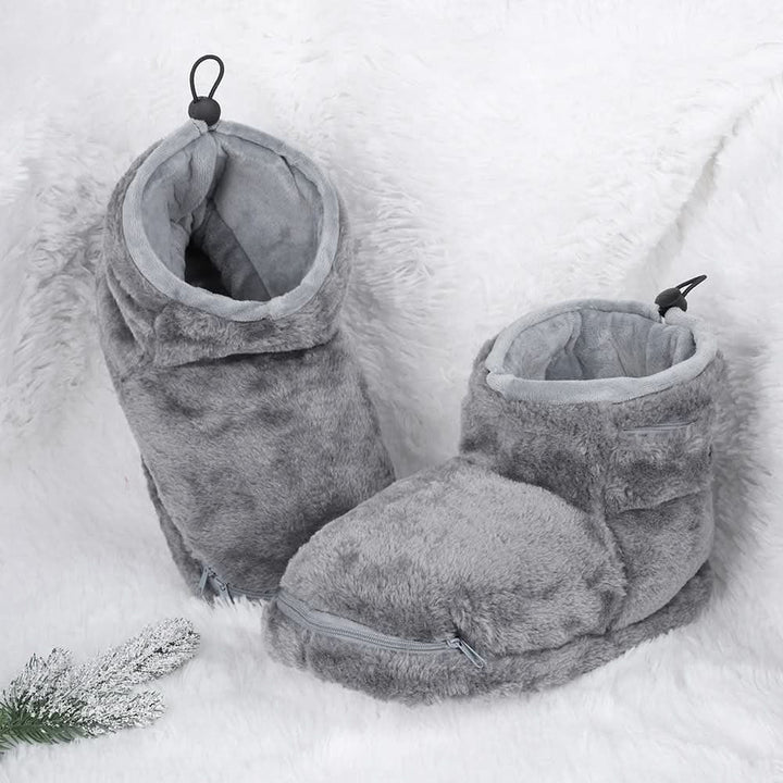 Verwarmde winterpantoffels met USB-verwarming, pluchen laarsje en voetgewelfsteun