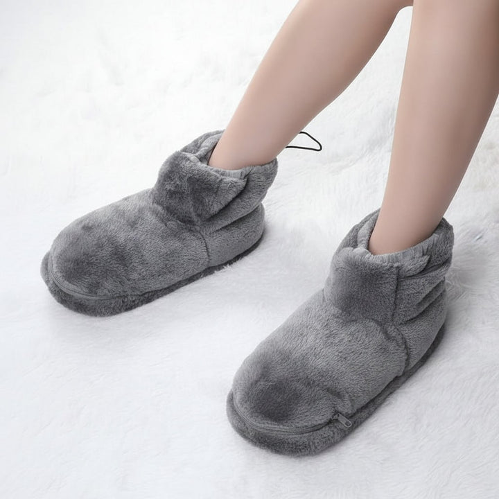 Verwarmde winterpantoffels met USB-verwarming, pluchen laarsje en voetgewelfsteun