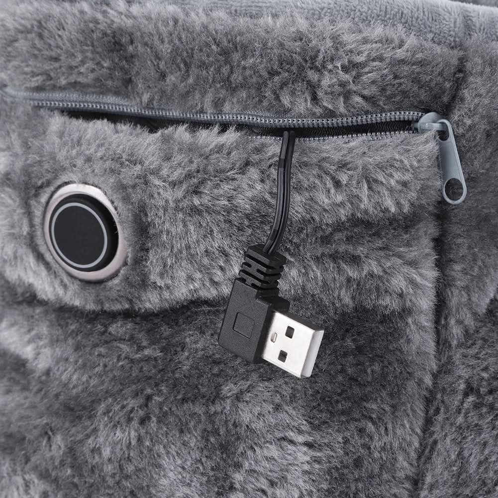 Verwarmde winterpantoffels met USB-verwarming, pluchen laarsje en voetgewelfsteun