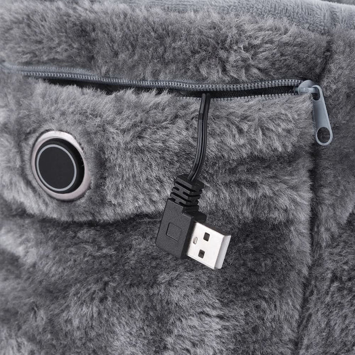 Verwarmde winterpantoffels met USB-verwarming, pluchen laarsje en voetgewelfsteun