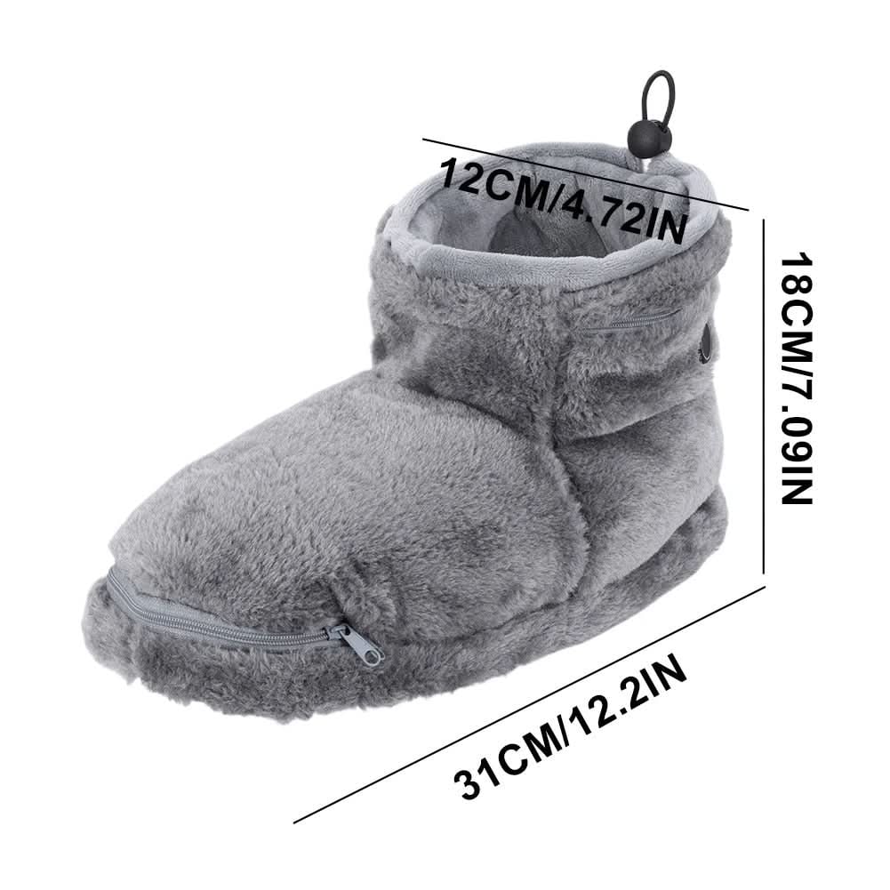Verwarmde winterpantoffels met USB-verwarming, pluchen laarsje en voetgewelfsteun