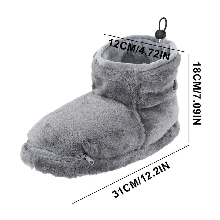 Verwarmde winterpantoffels met USB-verwarming, pluchen laarsje en voetgewelfsteun