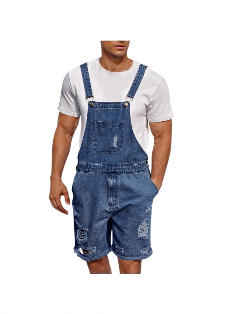 Denim tuinbroek heren – distressed look met comfort – afbeelding 1