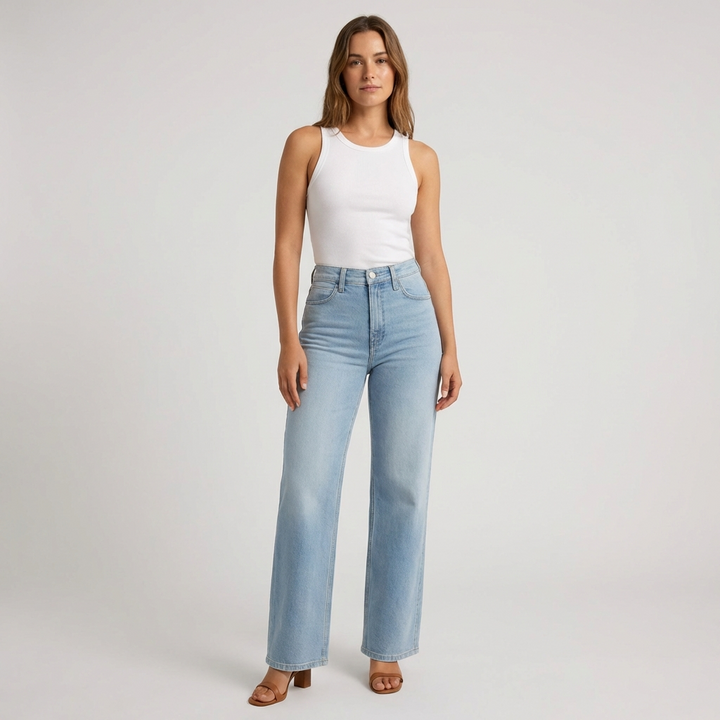 Vrouwen Hoge Taille Rechtermans Jeans – Casual Gekorte Stijl
