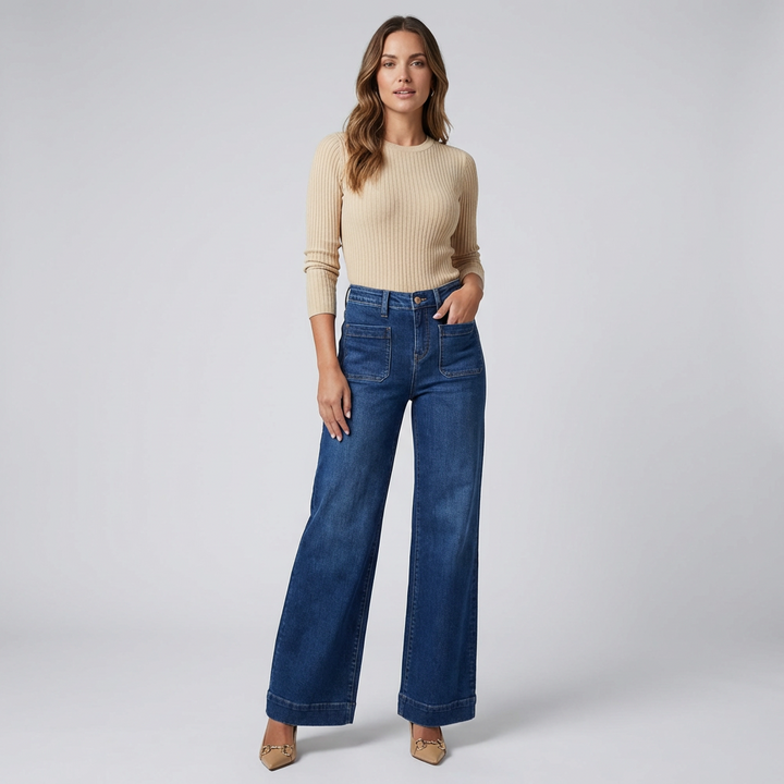 Vrouwen Hoge Taille Brede Pijpen Jeans
