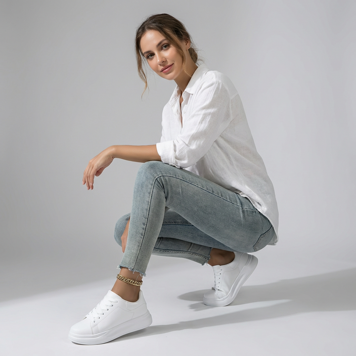 Lederen sneakers dames wit - Licht en comfortabel