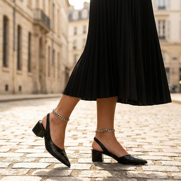 Orthopedische Bruine Pumps - Croco