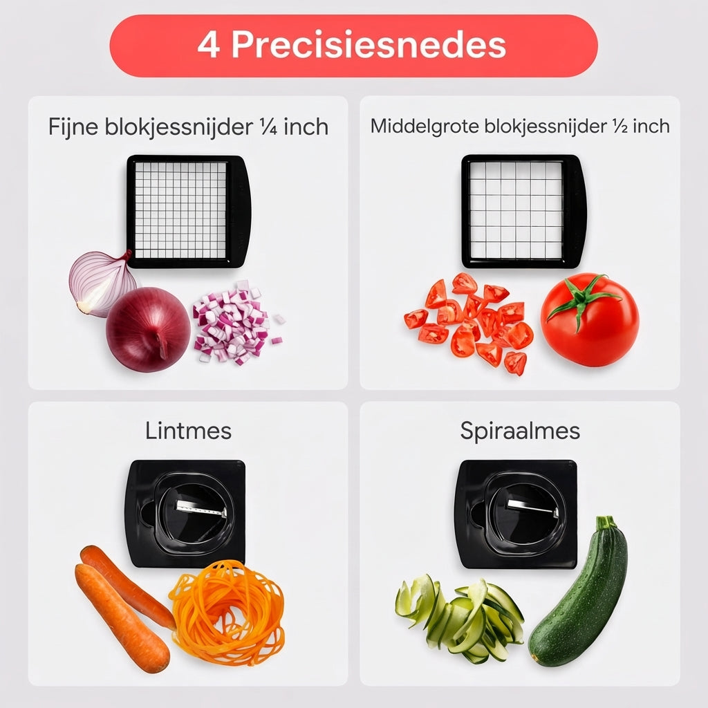4‑in‑1 Groentensnijder en Spiralizer