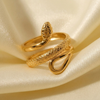 Gouden Geplateerde RVS Slang Ontwerp Ring