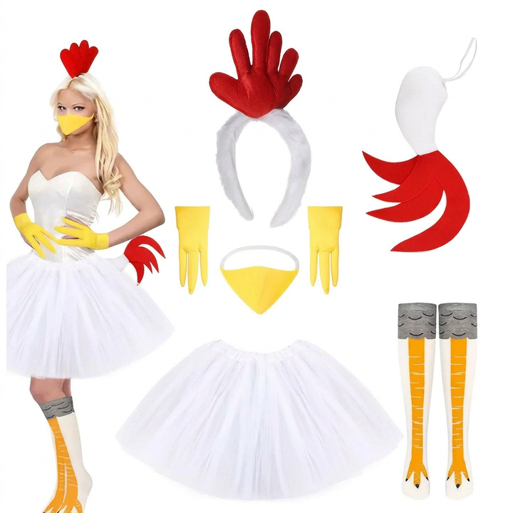 Carnavals Kip Kostuum | Complete 8‑Delige Schattige Chicken Look