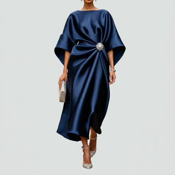 Elegante gedrapeerde midi-jurk