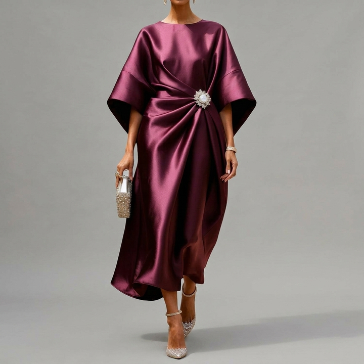 Elegante gedrapeerde midi-jurk