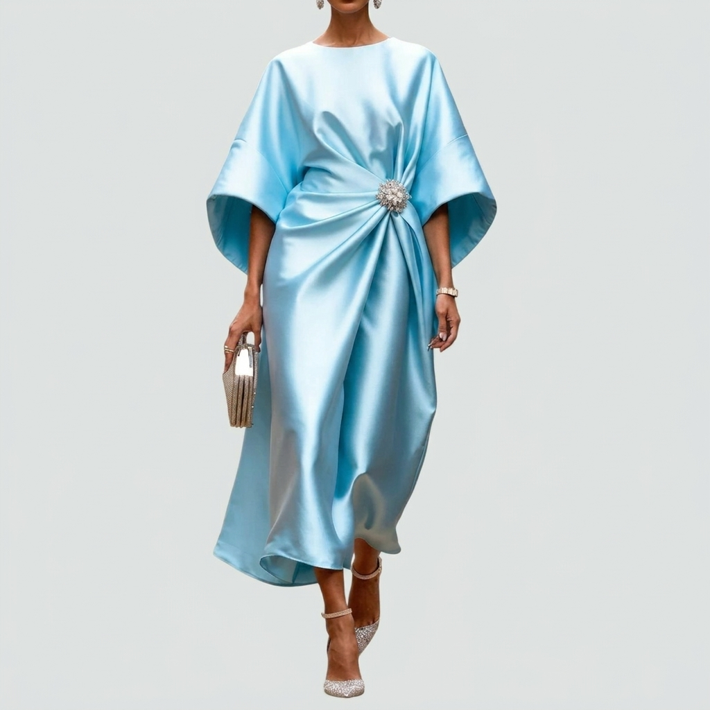 Elegante gedrapeerde midi-jurk