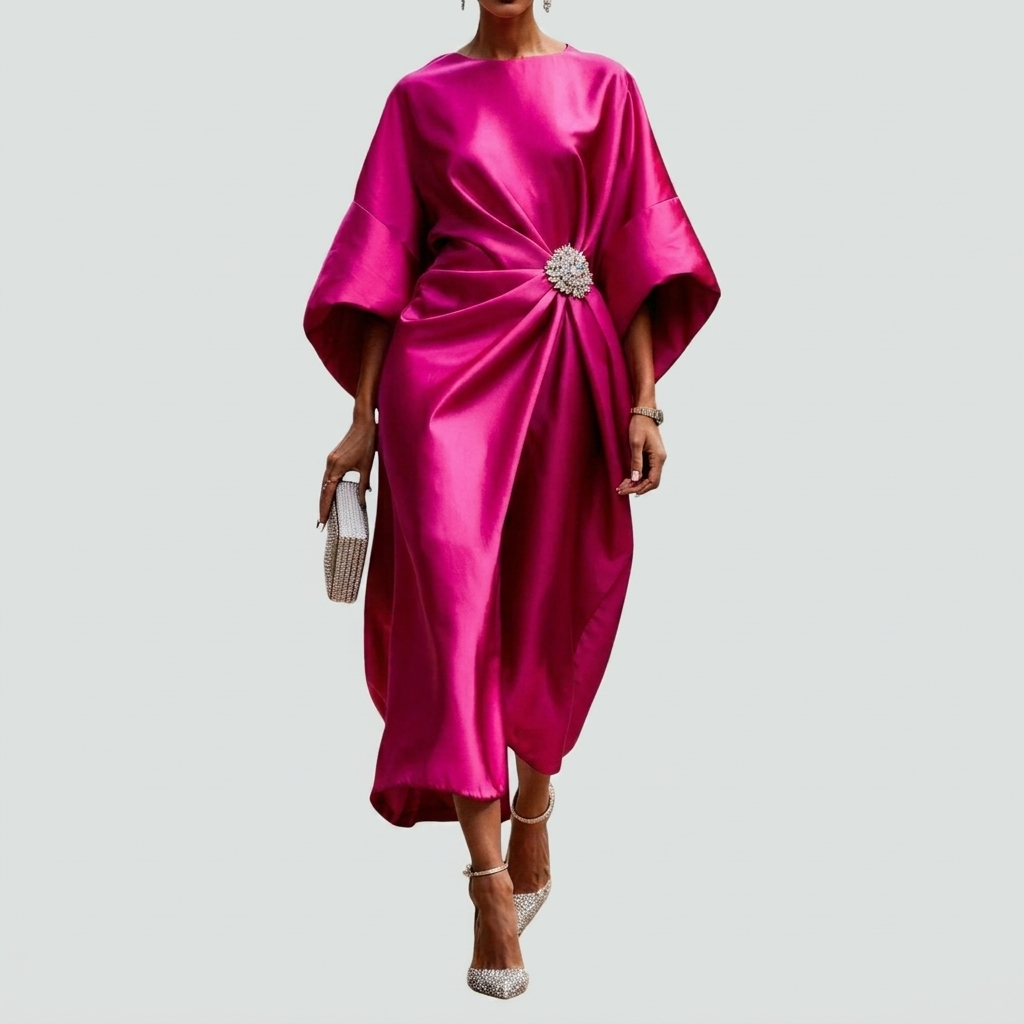 Elegante gedrapeerde midi-jurk