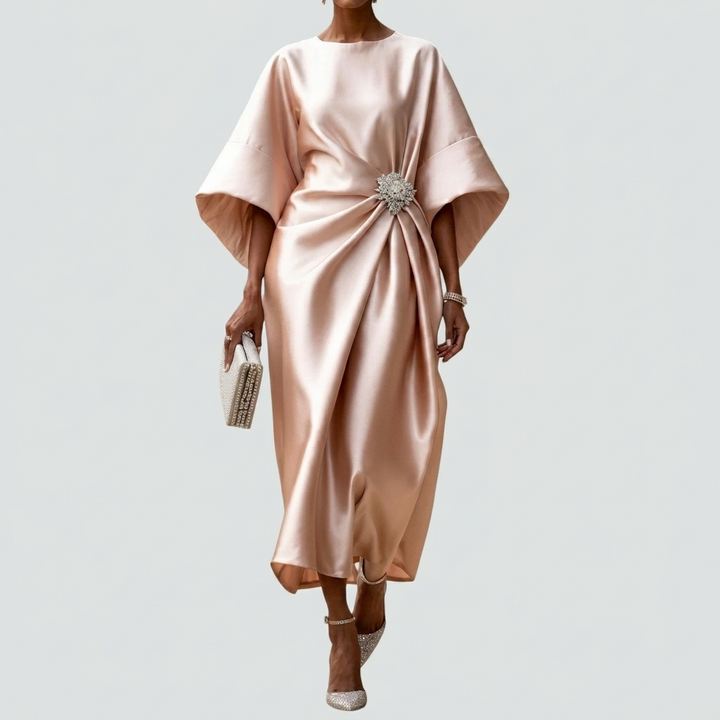 Elegante gedrapeerde midi-jurk