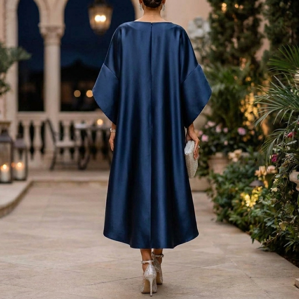 Elegante gedrapeerde midi-jurk