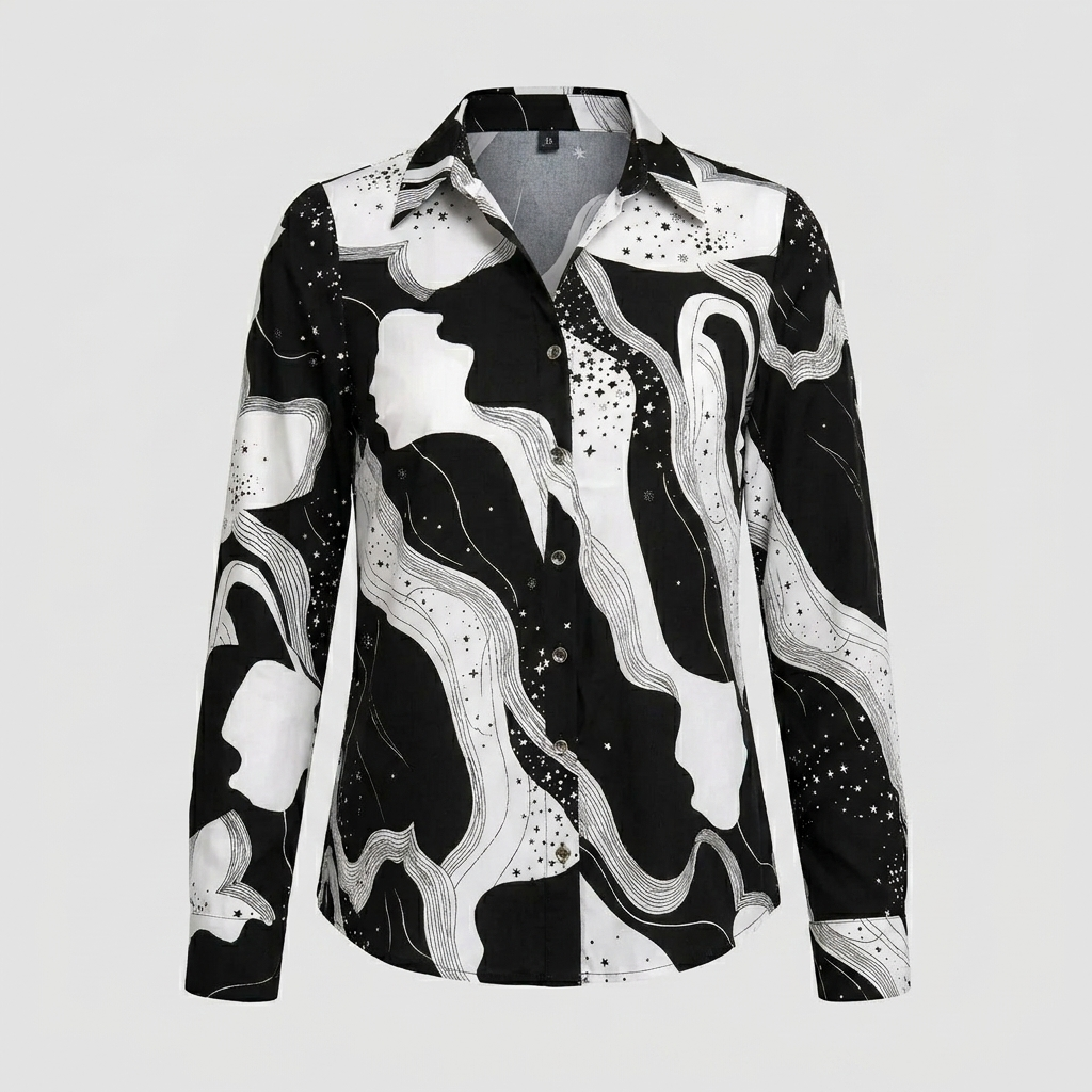 Blouse met V-hals en print