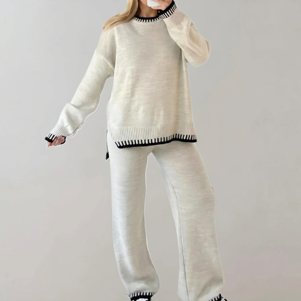 Dames Lounge Set met Gebreide Top en Broek