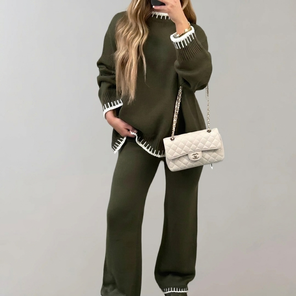 Dames Lounge Set met Gebreide Top en Broek