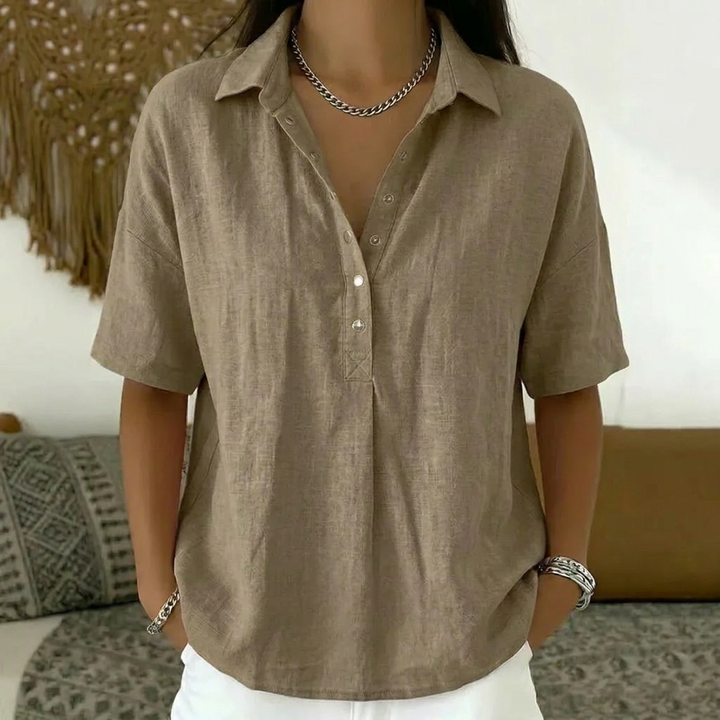 Blouse met Kraag & Knoopdetail