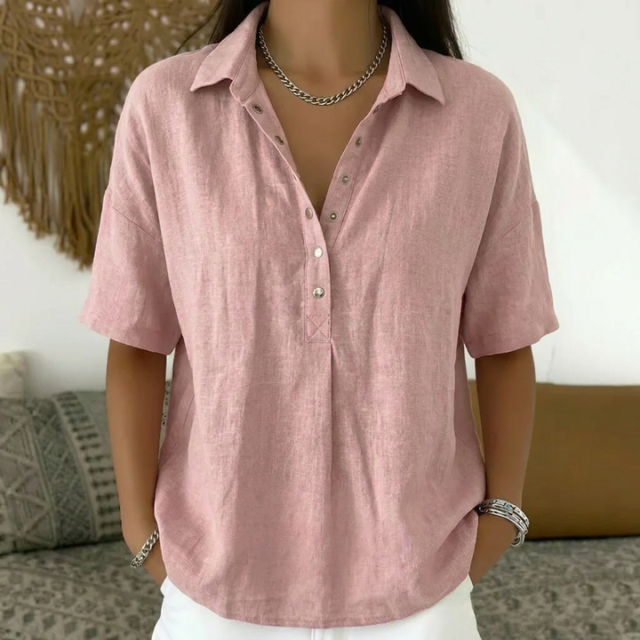 Blouse met Kraag & Knoopdetail