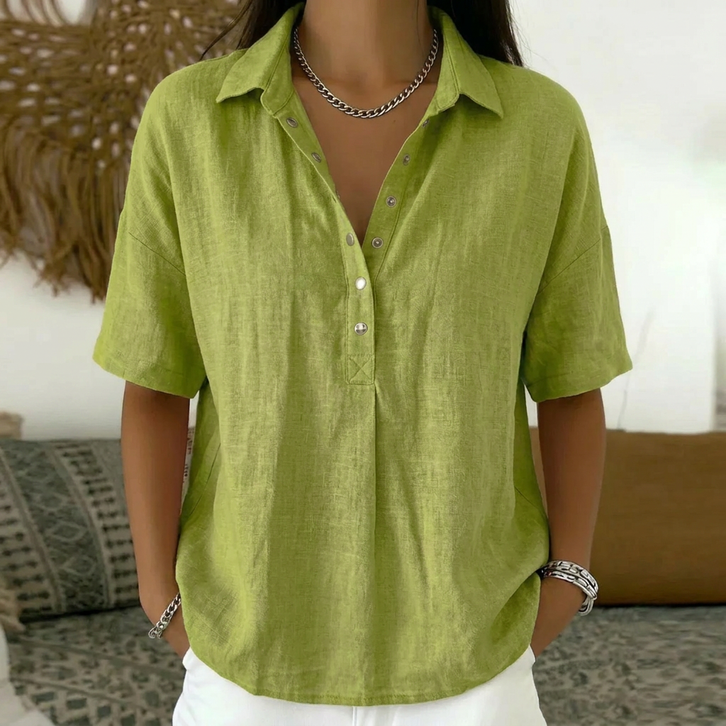 Blouse met Kraag & Knoopdetail