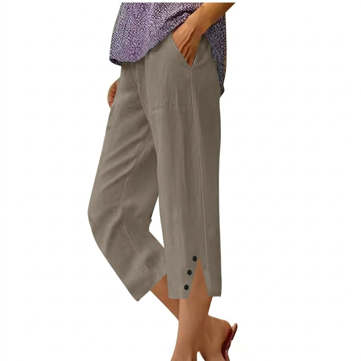 Hoge Taille Vrouwen Loose Fit Casual Broeken met Zakken