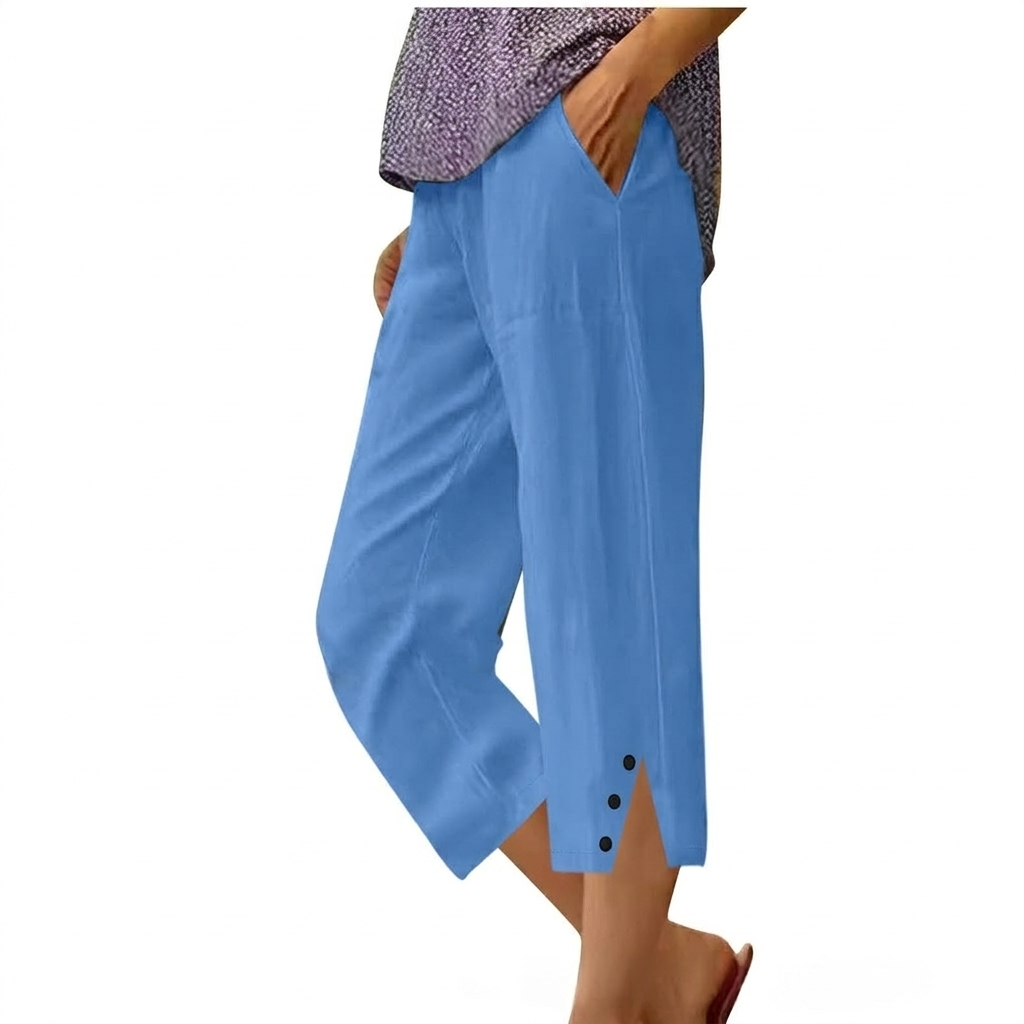 Hoge Taille Vrouwen Loose Fit Casual Broeken met Zakken