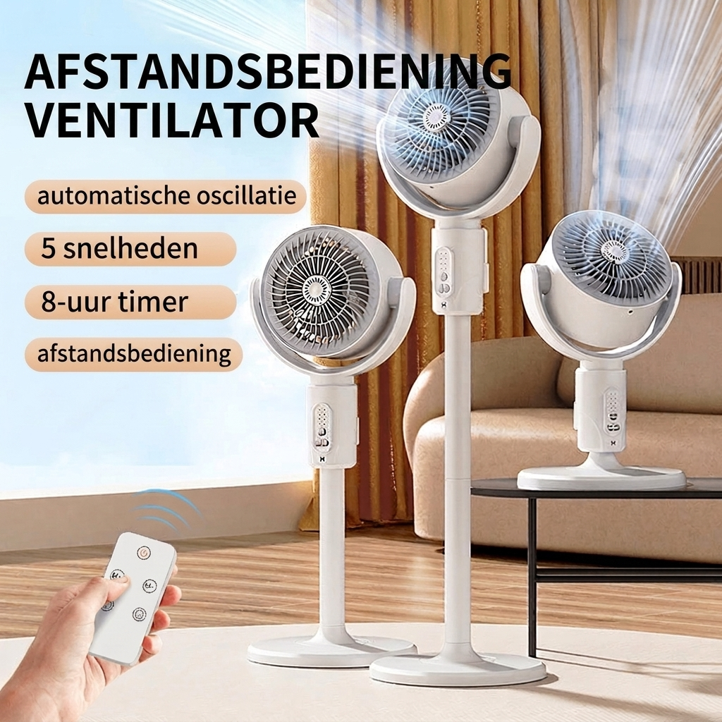 Stille vloerventilator – Afstandsbediening oscillatie