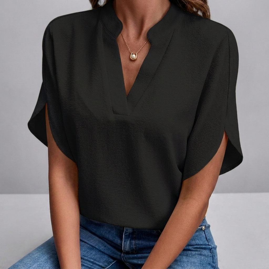 Zomerse V-hals blouse met korte mouwen voor dames.