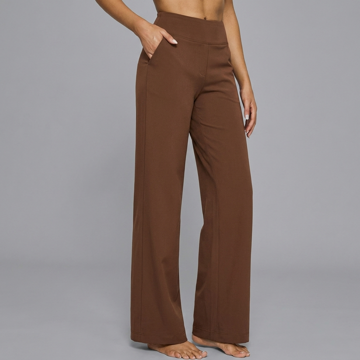 Dames Gebreide Broek met Hoge Taille en Rechte Pasvorm