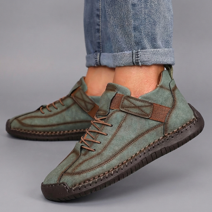 Dames Leren Casual Laarzen met Kleurencombinatie en Comfortabele Pasvorm