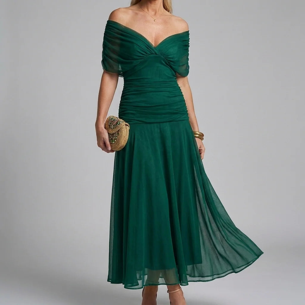 Casual maxi-jurk met V-hals en A-lijn model voor dames
